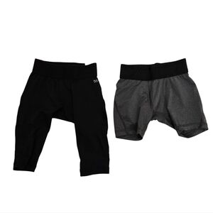 Lot of 2 DSG lightweight spandex base layer legging and shorts black gray XXS